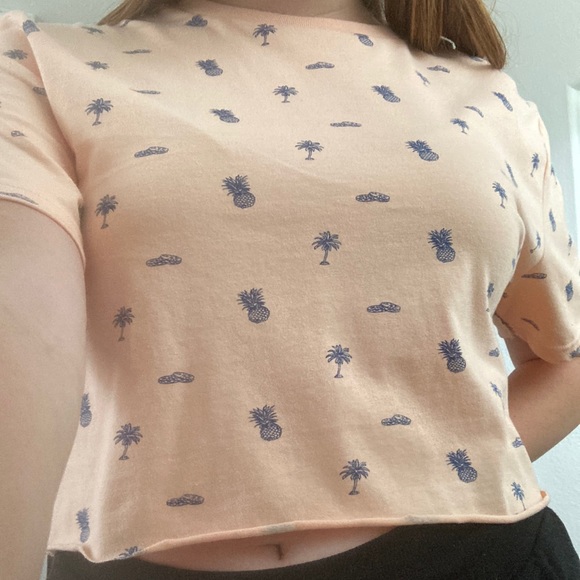 Denim & Flower Tops - Orange cropped summer shirt